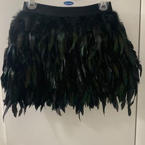 Black feather mini skirt